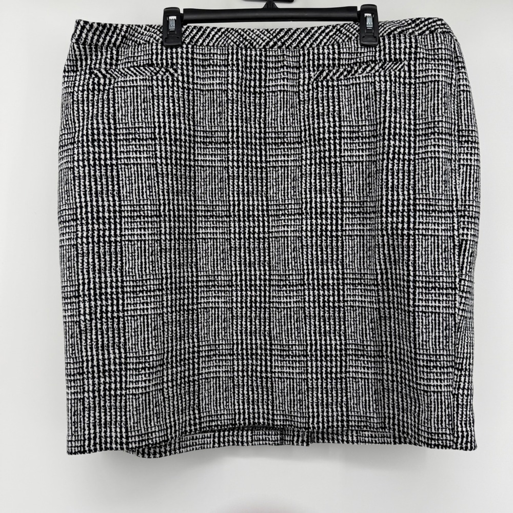 Talbots‎ Womens Plaid Sheath Career Skirt Size 22W Petite Black White